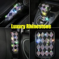 luxury crystal car seat belt shoulder pads cover hand brake set auto steering wheel covers bling bling for ladies car accessorie