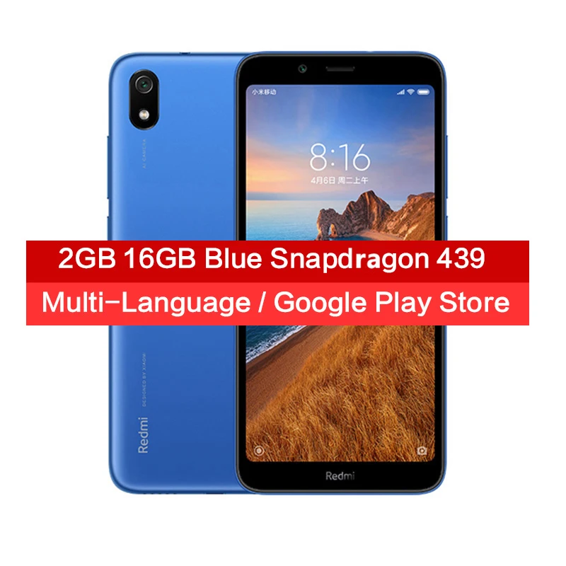 Blue 2GB 16GB Смартфон Xiaomi Redmi 7A 5,4" Snapdargon 439 4000 мАч аккумулятор 2 ГБ 16G Восьмиядерный 12 МП глобальная версия Быстрая - Цвет: Blue 2GB 16GB