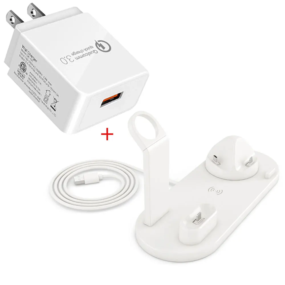 White US Plug Беспроводное зарядное устройство, подставка для телефона, док-станция для Apple Watch Series 5 4 3 2 Iphone 11 Pro Max XS MAX XR 8 X IWatch Airpods - Цвет: White US Plug