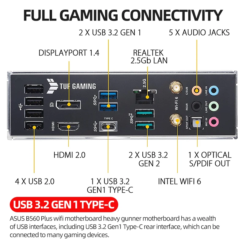 ASUS New TUF GAMING B560M PLUS материнская плата с WIFI Set Micro-ATX DDR4 Intel B560 5000 +(OC) 128G поддержка
