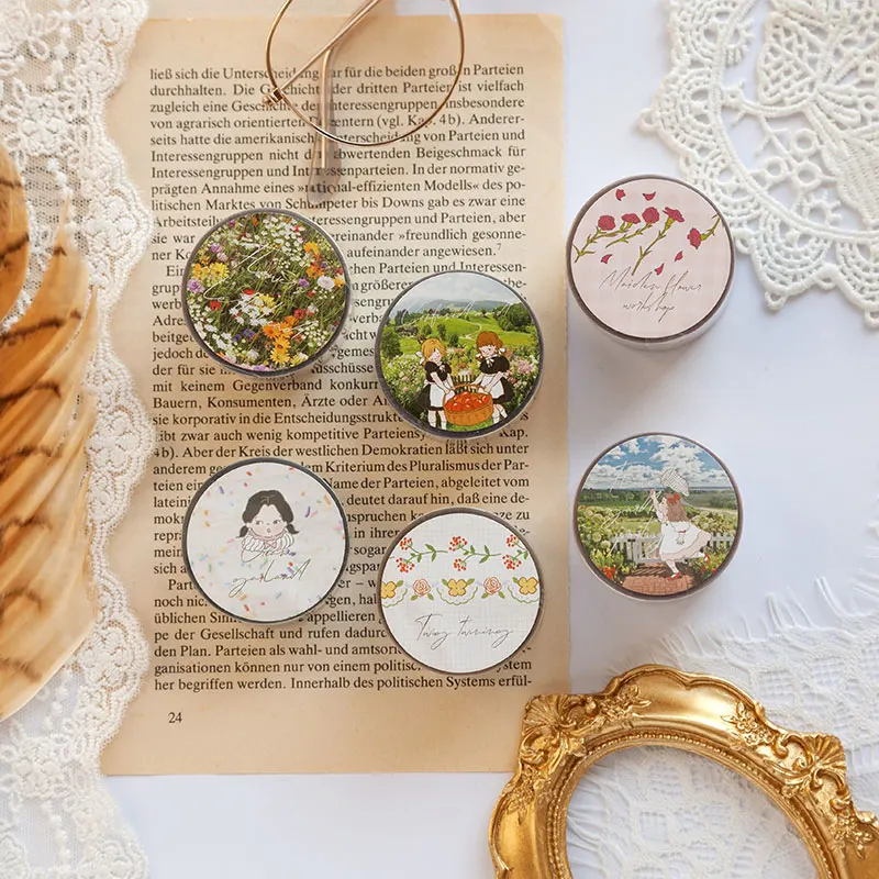 Прозрачные Ретро Кружева Цветы ПЭТ васи лента Diy украшения Скрапбукинг