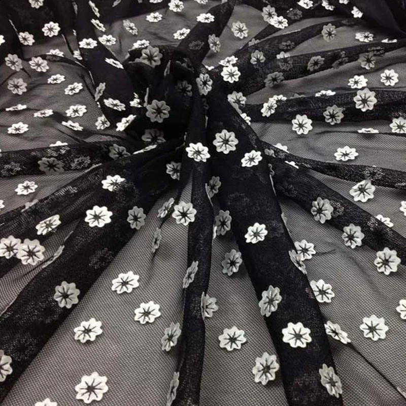 Black African Apparel Sewing Tulle Lace Fabric for Dress Diy Satin Mesh Tecido Para Patchwork Material Cloth | Дом и сад