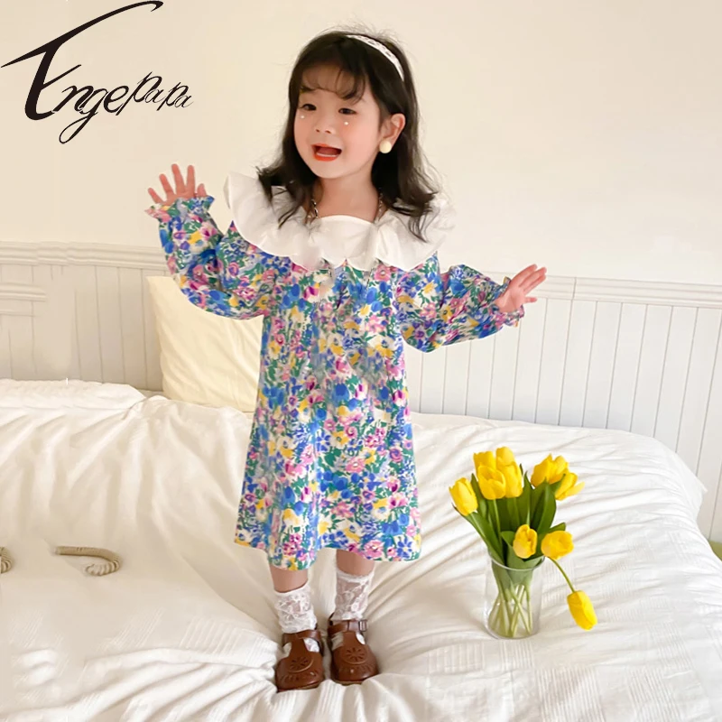 

Платье принцессы для маленьких девочек, новинка весны 2022, детская одежда для девочек, плюшевое корейское детское платье с длинным рукавом и ...