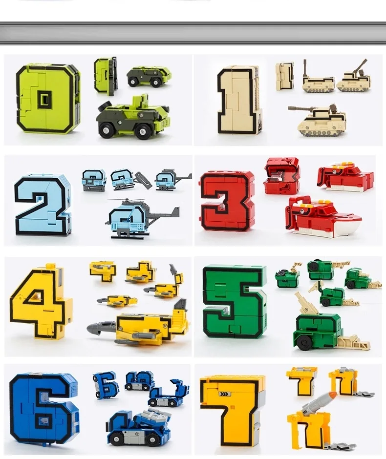 15 шт. креативные блоки сборочные развивающие фигурка цифра трансформации робот