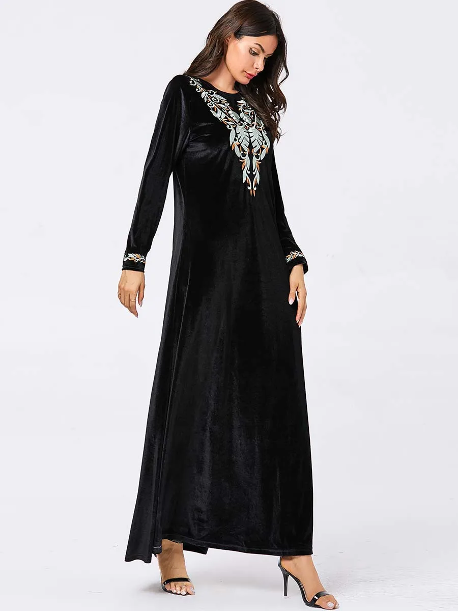 Islamic Clothing Kaftan Dubai Velvet Muslim Dress Women Maxi Kimono Jubah Long Robe Abaya Hijab Dresses UAE Turkey Arabic | Тематическая