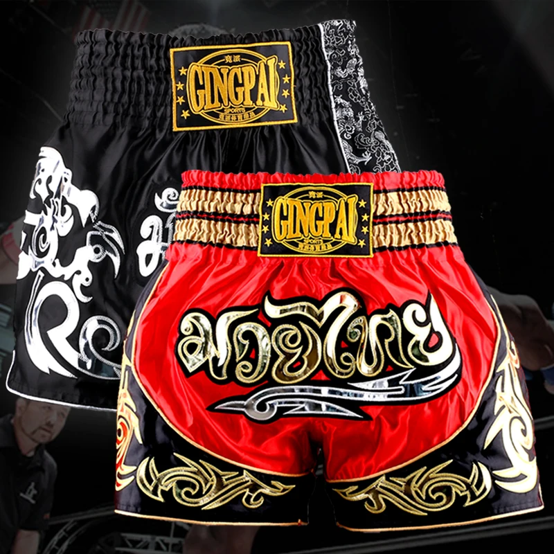 Бесплатная доставка Мужские боксерские шорты с принтом штаны для кикбоксинга