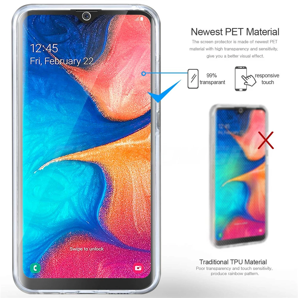 Прозрачный двойной силиконовый чехол для Samsung Galaxy A20E A20 Core A70 A50 A30 A40 A60 полное