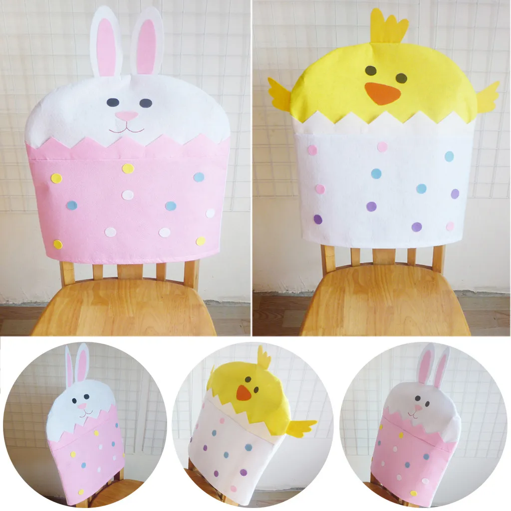 Поставкы Пасха Пасхальный кролик цыпленка Чехол для стула стульные задняя