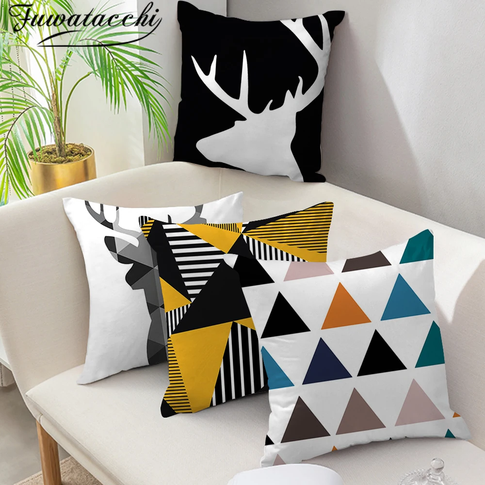 

Fuwatacchi Deer Cushion Cover Geometry Pillow Case Nordic Style Pillow Covers for Home Sofa Decorative Throw Pillows Case 45