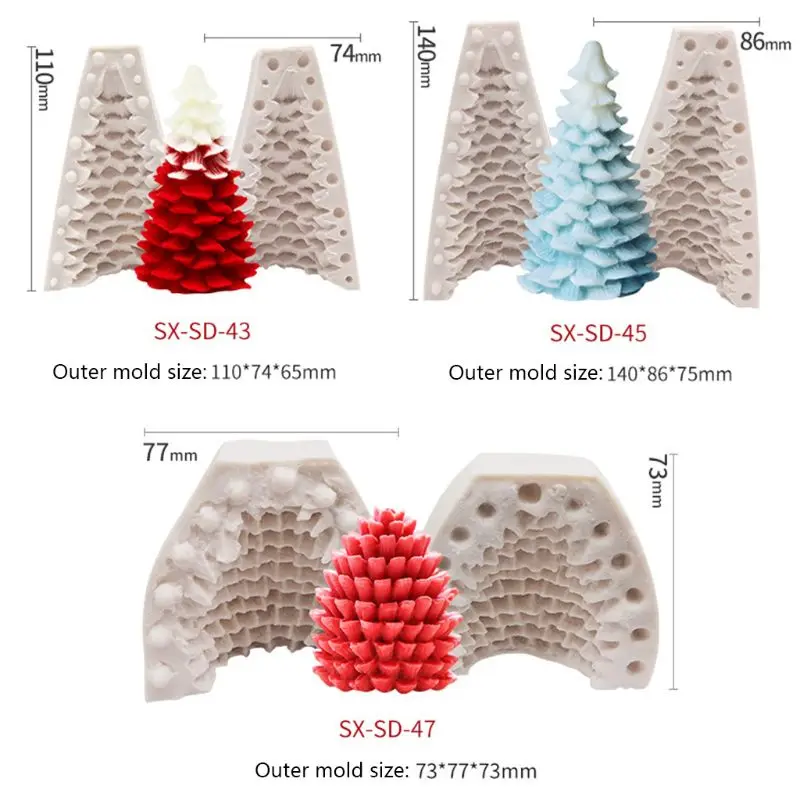 

3D Christmas Tree Pine Cone Silicone Candle Mold Soap Clay Making DIY Cake Decor D0AC