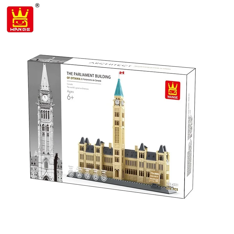 

WANGE 608Pcs World City Landmark The Canada Parliament Building Famous Large Architecture Building Blocks Model Educational Toy