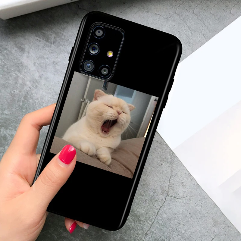 

Cute Cat for Samsung A9 A8 A8S A7 A6 A6S A5 A3 A750 Plus Star 2018 2017 2016 Black Phone Case