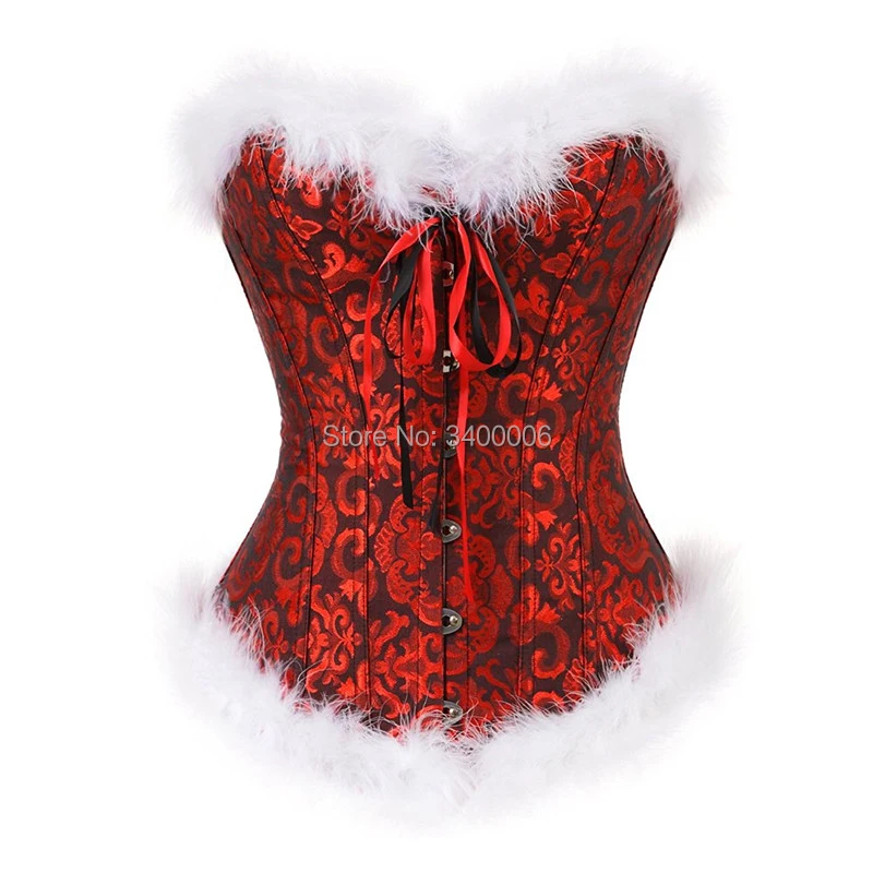 

Caudatus Christmas Corsets For Women Miss Santa Bustier Top Corselet Overbust Corset Halloween Costume Cosplay Plus Size Red