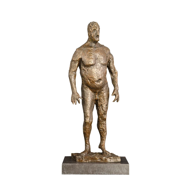 

ArtsHom DS-385 Abstract Nude Man Bronze Sculpture Fat Male Statue Figurine Vintage Metal Art for Decoration Accessories