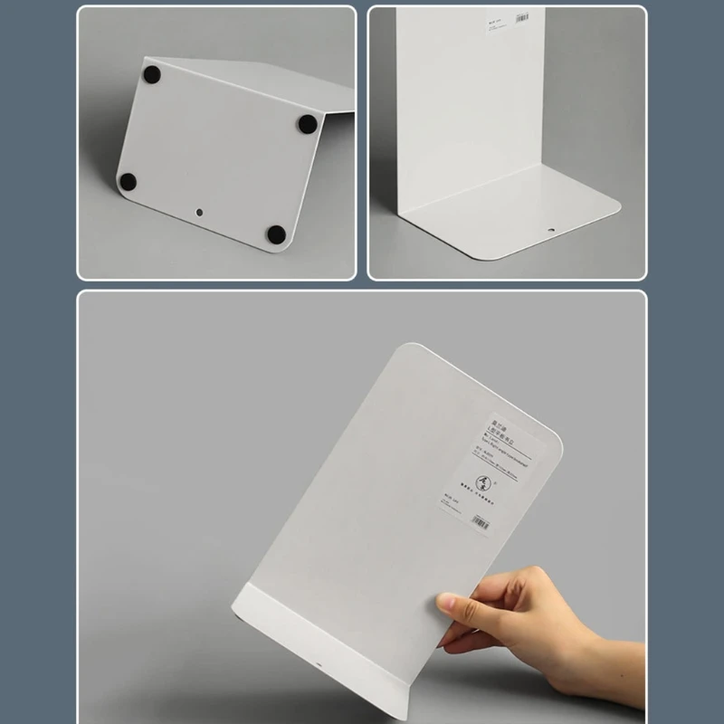 

1 Pair Morandi L Shape Metal Bookends Reading Book Support Stand Desktop Office Document Organizer Rack Shelf