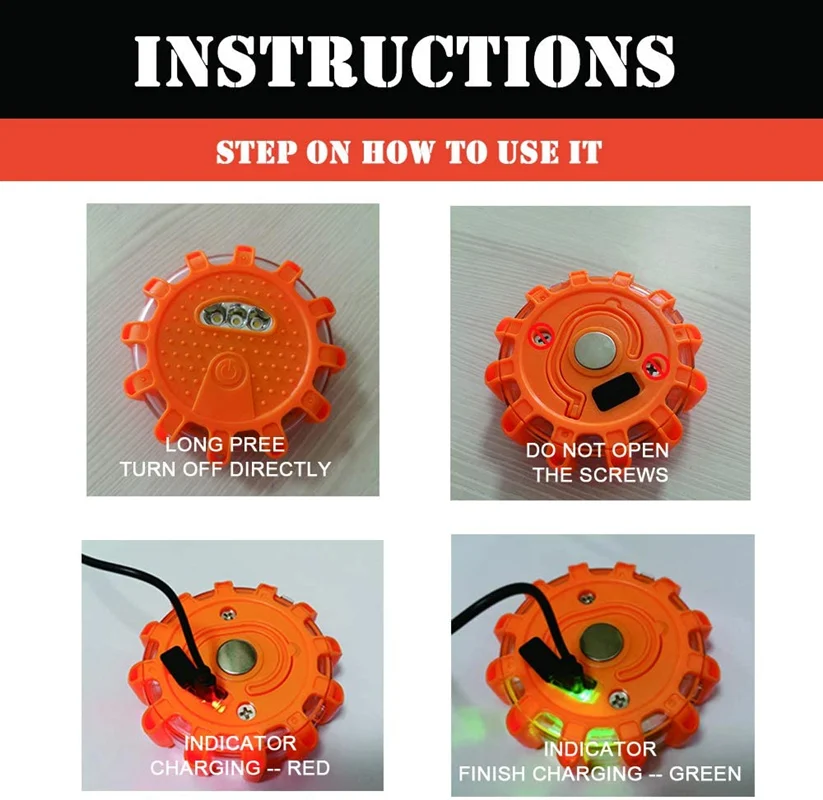 9PACK USB Rechargeable LED Road Flares Emergency Lights-Roadside Warning Car Safety Beacon Flashing Disc Flare Kit Pack | Лампы и