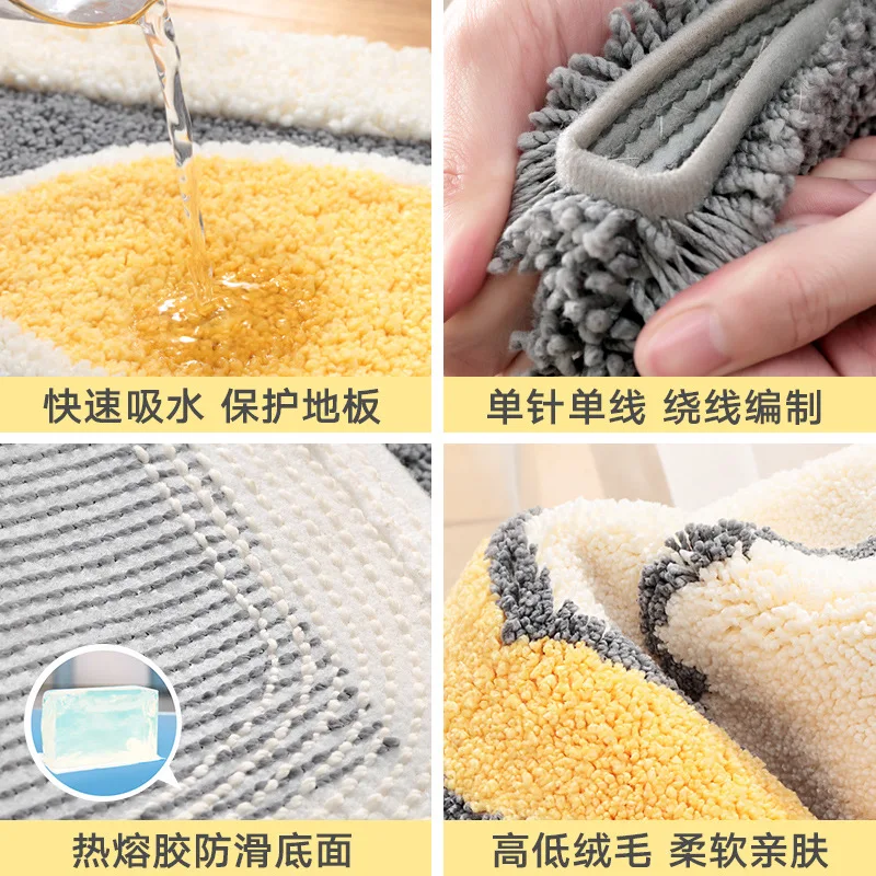 

Cartoon Absorbent Bath Mat Flocking Pattern Decoration Bathroom Rug Entrance Door Anti-slip Bathroom Door Mat