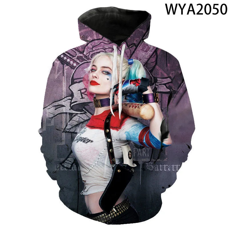 

2021 new movie suicide team clown girl Halle Quinn sexy print fashion casual style hoodie 3D printing men's women's children's s