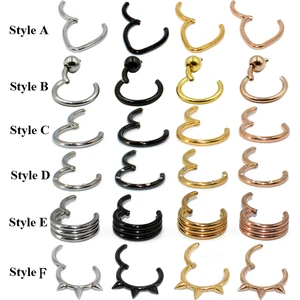 1 шт. стальнойтитановый Пирсинг перегородки откидной сегмент кольцо для носа кликер для хряща козелка кликер для пирсинга тела ювелирные изделия 16 г