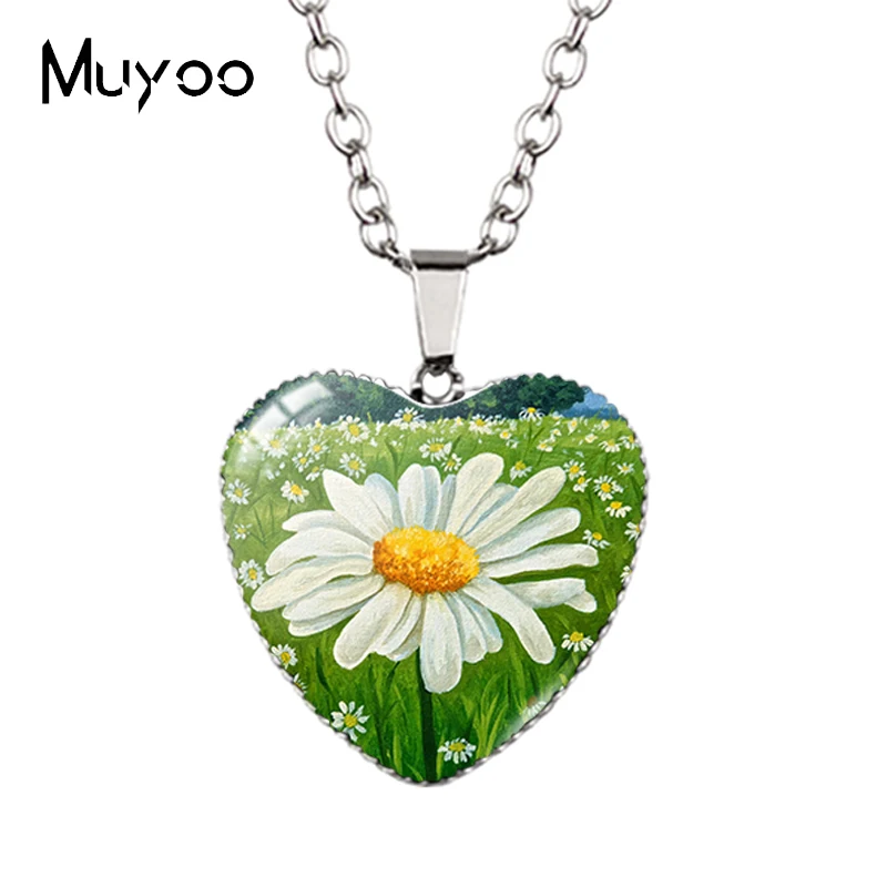 Ожерелье с подвеской в виде сердца изображением цветка 2020 HZ3 | Украшения и