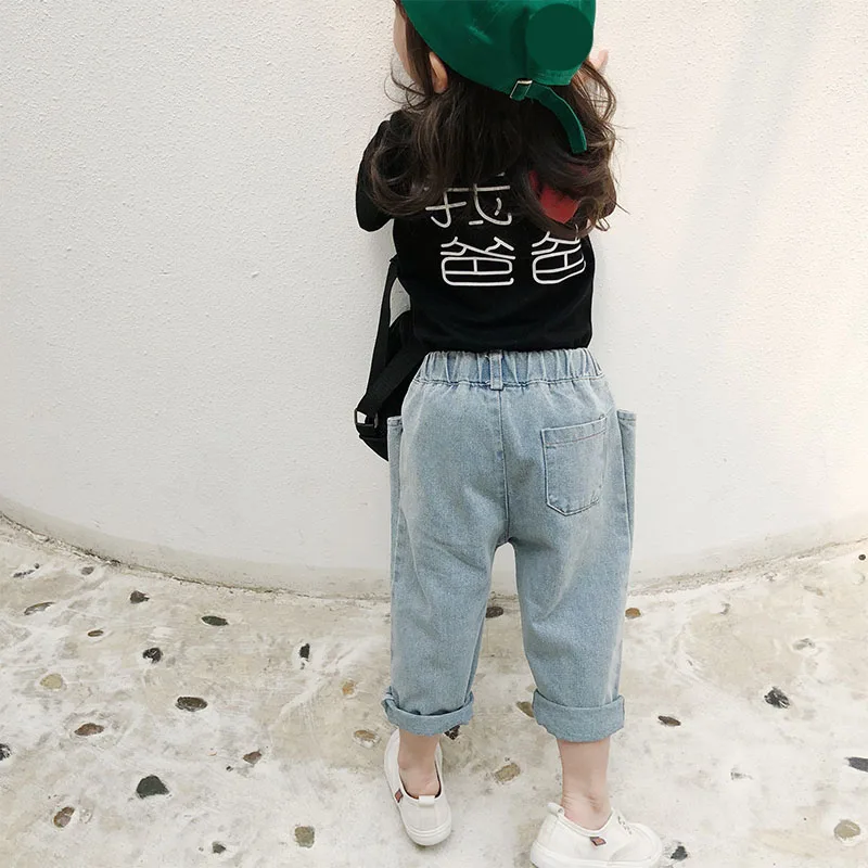 Джинсы для маленьких девочек синие демисезонные детские брюки одежда детей