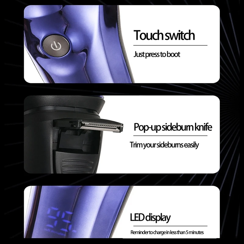 

VGR V-305 3D Electric Shaver Razor for Men IPX7 Waterproof Wet & Dry Dual Use LED Display Face Beard Shaving Beard Trimmer