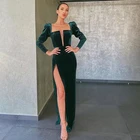 BridalAffair, чернильно-технические платья для выпускного вечера, высококачественные велюровые платья для выпускного вечера с квадратным вырезом и Боковым Разрезом