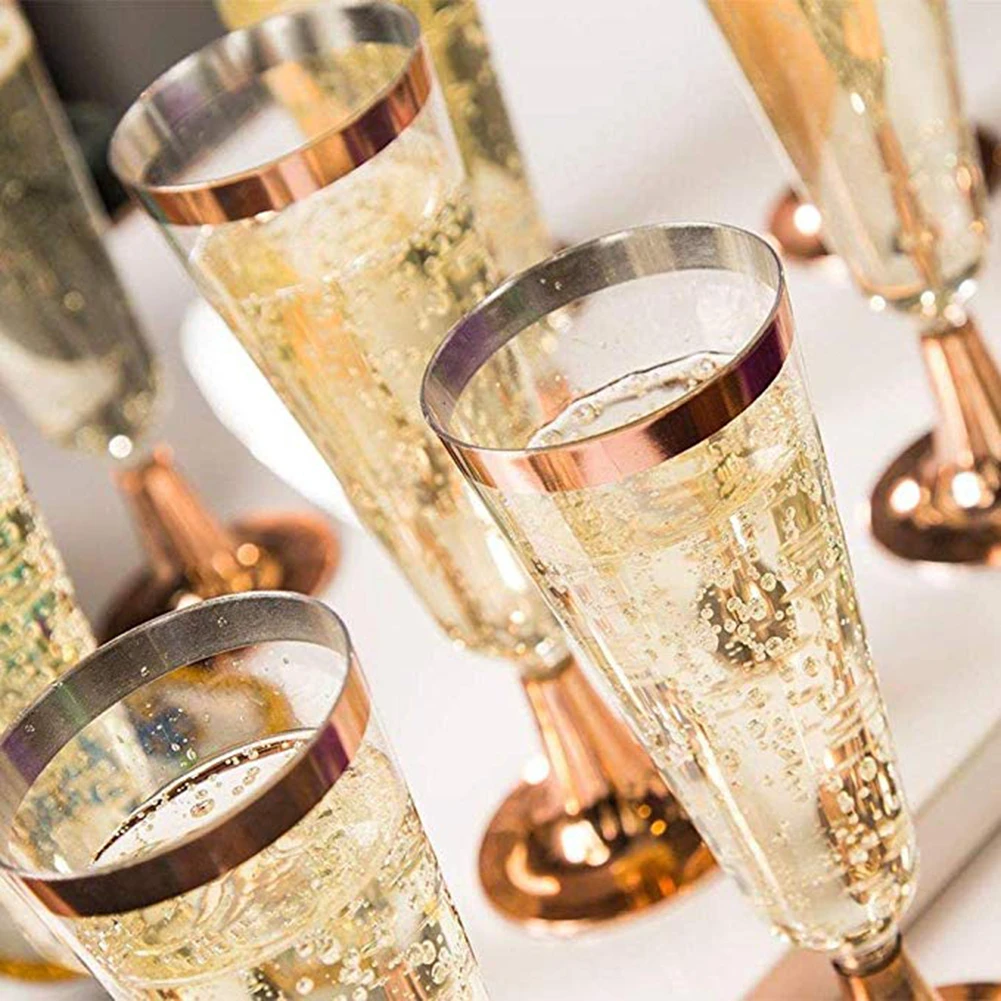 Одноразовые пластиковые стеклянные бокалы для шампанского 6 шт. 150 мл Коктейльные