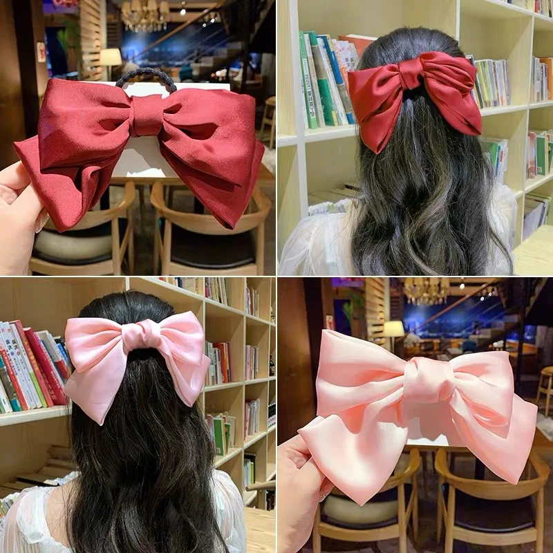 Женская двухслойная Заколка-пряжка с бантом мягкая шелковая атласная заколка