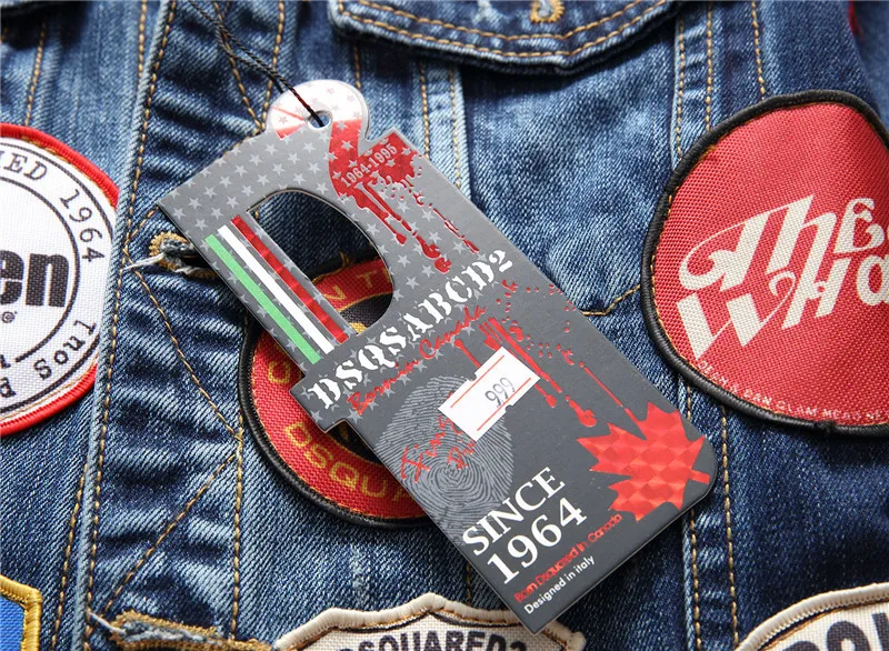

New products in autumn and winter men's slim fit denim jacket men's style badge denim jacket long sleeve fashion