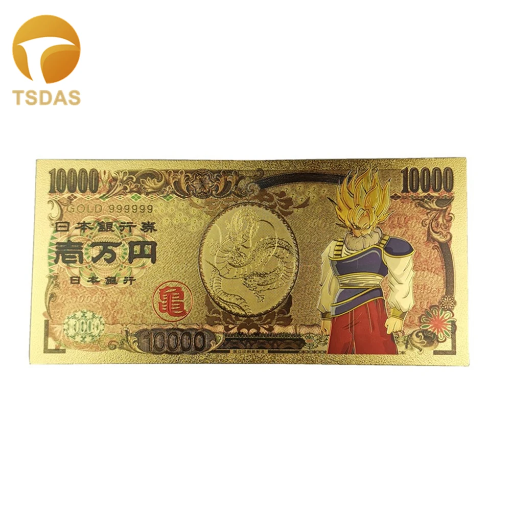 Японские банкноты Дракон 10000 иен Позолоченные для классической коллекции памяти