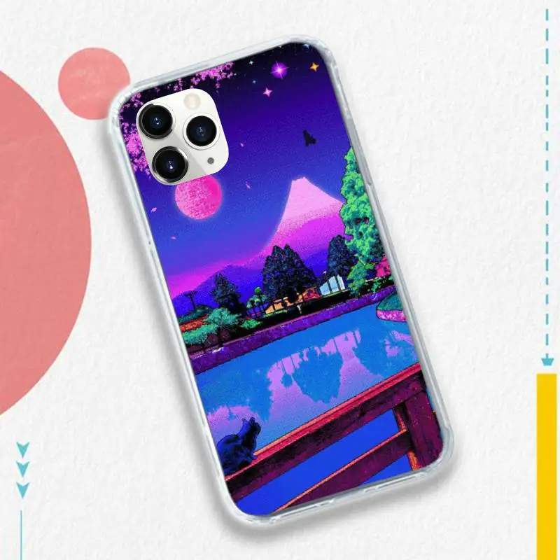 

Fashion Art Pixel Aesthetic Purple city Phone Case for iPhone 11 12 pro XS MAX 8 7 6 6S Plus X 5S SE 2020 XR