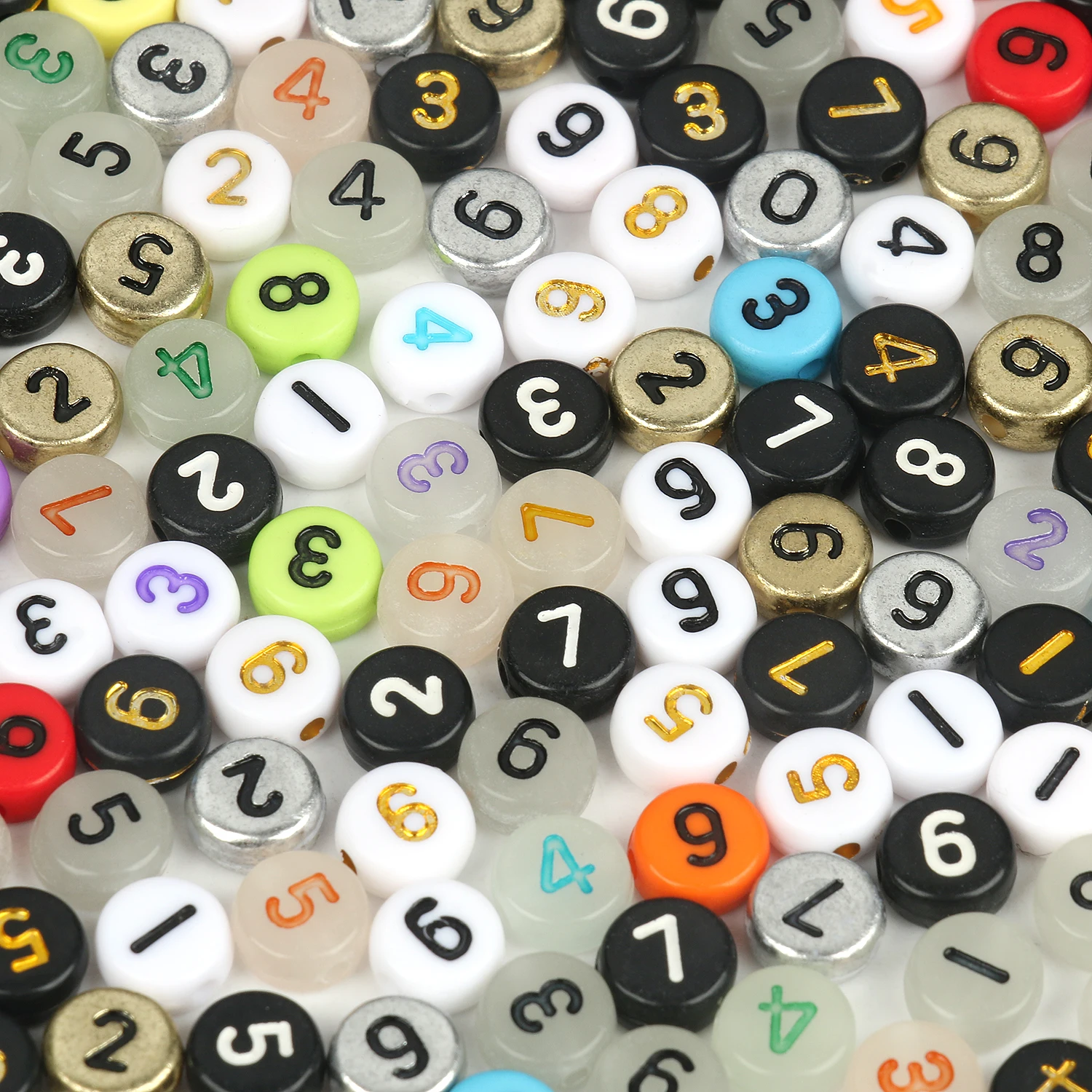 

7x4mm Multicolor Acrylic Number Beads Flat Round Spacer Beads for DIY Handmade Jewelry Bracelet Necklace Craft Making 200pcs/lot