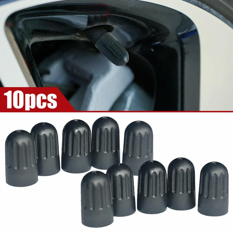 

10pcs Car Tuning Cone Style Plastic Tire Rim Valve Stem Wheel Dust Cover Caps Universal Exterior Parts Black Car Accessories