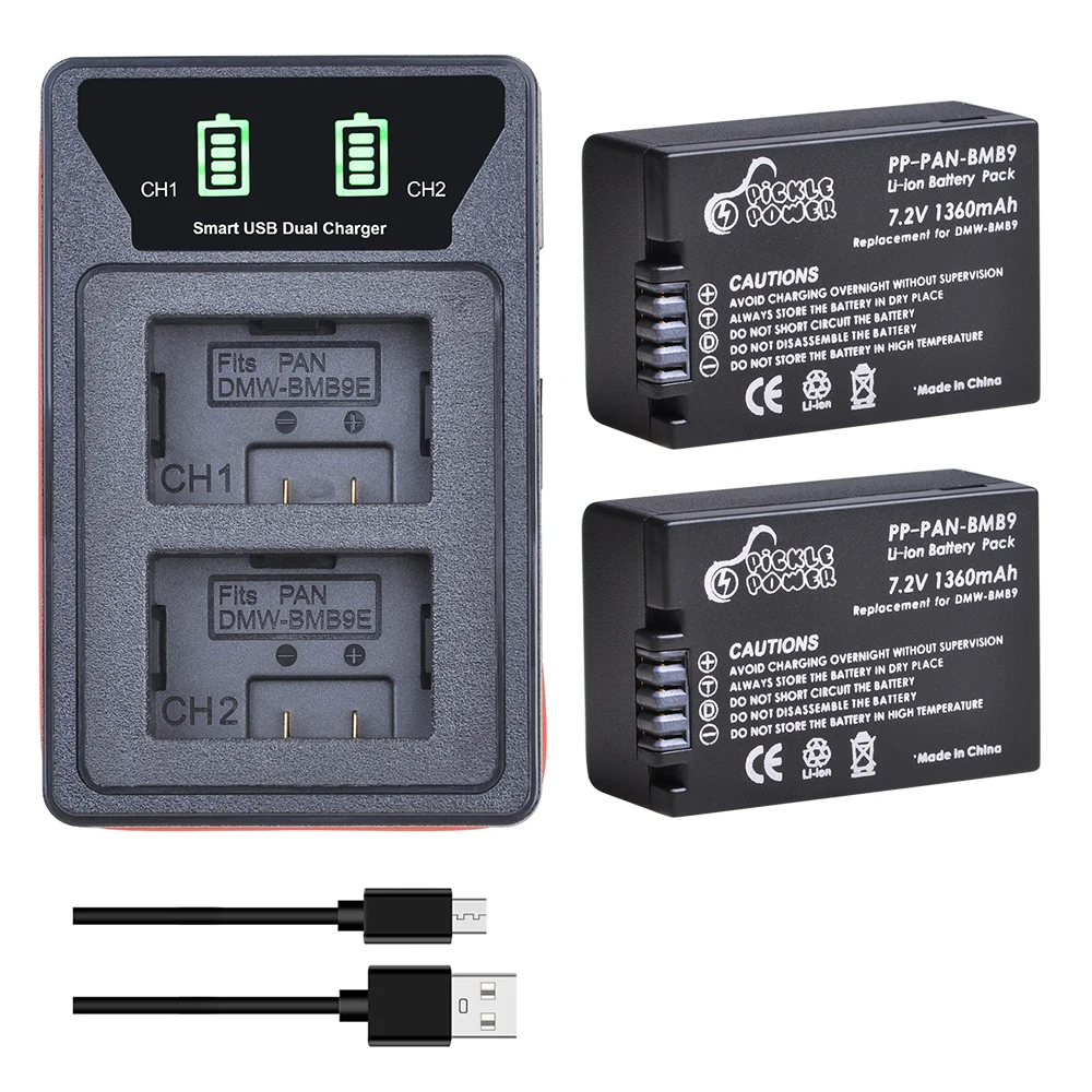 DMW BMB9 BMB9E батарея + LED Встроенный USB двойное зарядное устройство для Panasonic Lumix DMC FZ40
