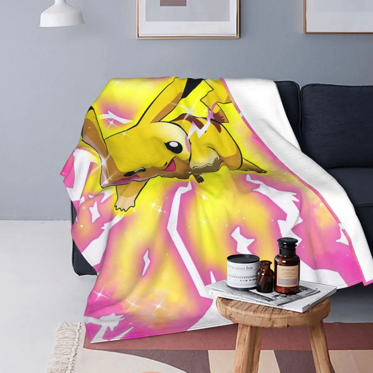 

Bikachu-Manta de franela con estampado de ratón y animales, manta cálida transpirable para sofá y oficina, ropa de cama, primave