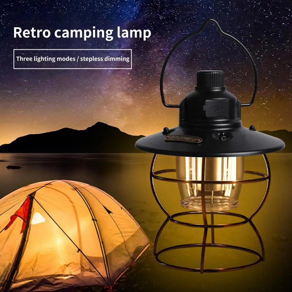 

Mini Hanging Camping Lamp High Brightness Rust-proof Metal Retro Mini Hanging Camping USB Lamp for Outdoor Yard Patio Tree