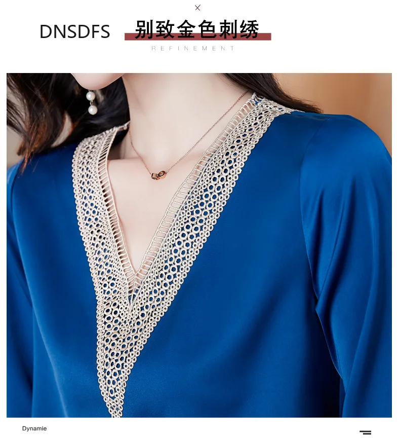 

White Shirt Fashion Korean Clothing Office Ladies Embroidery Satin Chiffon Fashion Women Long Sleeve Shirts 2021 Spring Slim Top