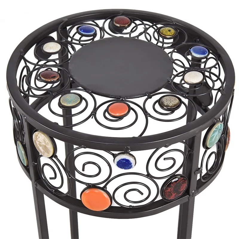 

3 pcs Round Display Ceramic Beads Metal Plant Stand OP3339