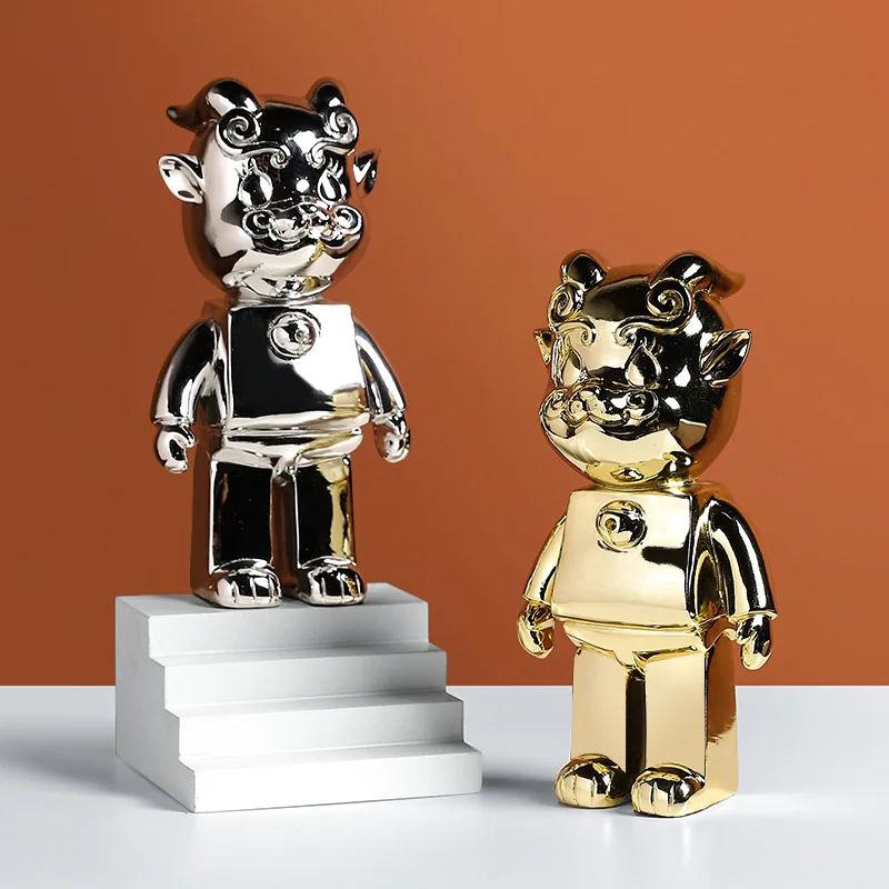 

Simple fashion electroplating cattle resin crafts ornaments living room Xuanguan bedroom window shop decoration animal ornaments