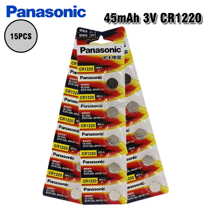 Оригинальный кнопочный аккумулятор PANASONIC CR1220 15 шт./лот 3 в литиевые батареи CR 1220
