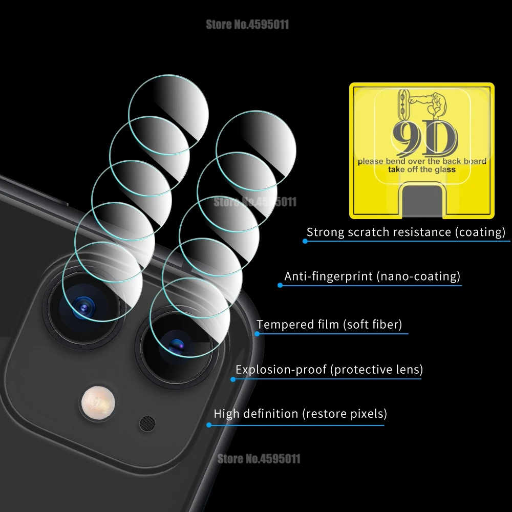 2 шт. 9D заднего экрана объектива камеры для iPhone 11 защита из закаленного стекла