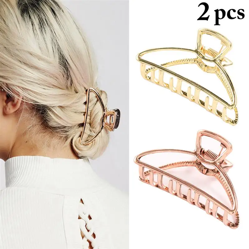 

2PCS Hair Clips Metal Hair Catch Daily Use Non-Slip Barrette Large Size Headwear Women Hair Jaw Clip Gifts Hair Accessories