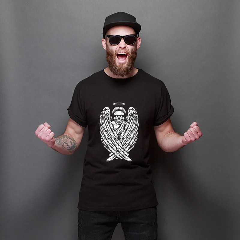 

Lovers Day Bad Angel High Quality Short Sleeve Tee-Shirts Cotton Crew Neck Tops Shirt Faddish Print Tee Shirt For Adult
