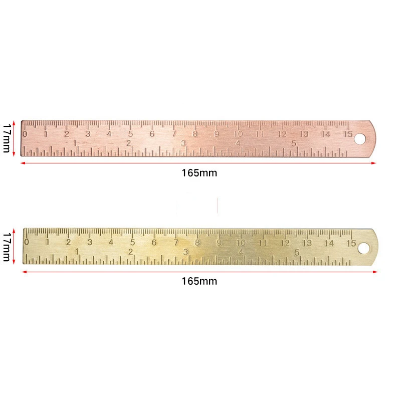 

1pc 15 cm Vintage Brass Ruler Bookmark Rose Gold Measuring Straight Ruler School Stationery Metal Painting Drawing Tool