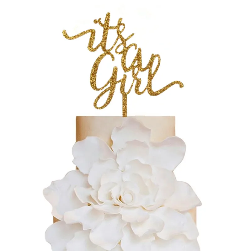 glitter gold Ее девушка Топпер для торта «С Днем Рождения», девочка Baby Shower День рождения фестиваль вечерние выпечки торт Топпер Декор поставки, уникальный Топпер - Цвет: glitter gold