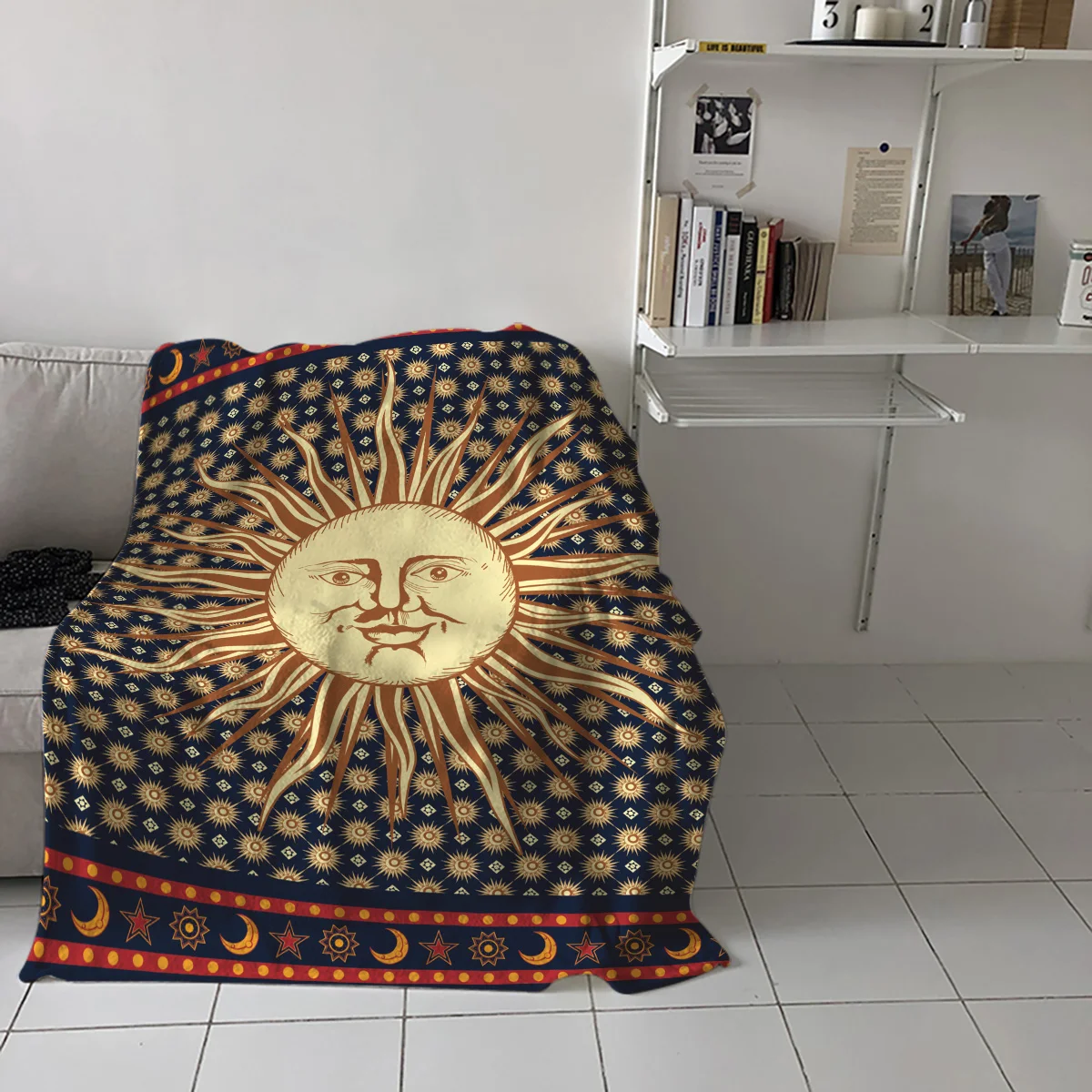 Indian Mandala Solar Celestial Body Printed Nap Blanket Soft Comfortable Velvet Plush Blankets  Дом и