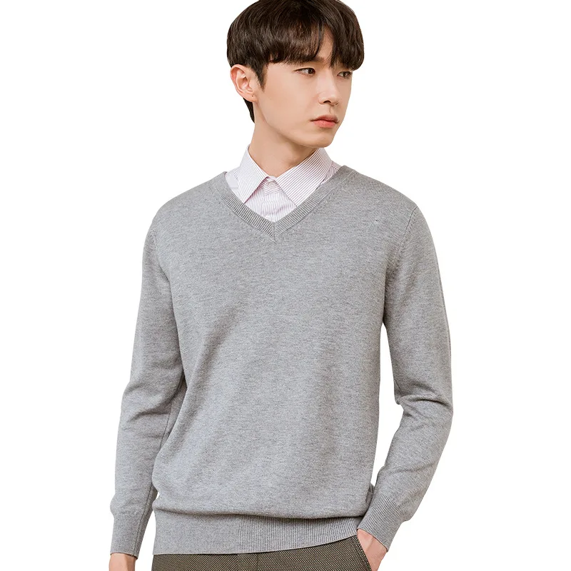 

Spring Winter New Men's V-Neck Sweater Korean Casual Loose Pullover Long Sleeve Knitted Bottoming Shirt Clothing 2021 Black