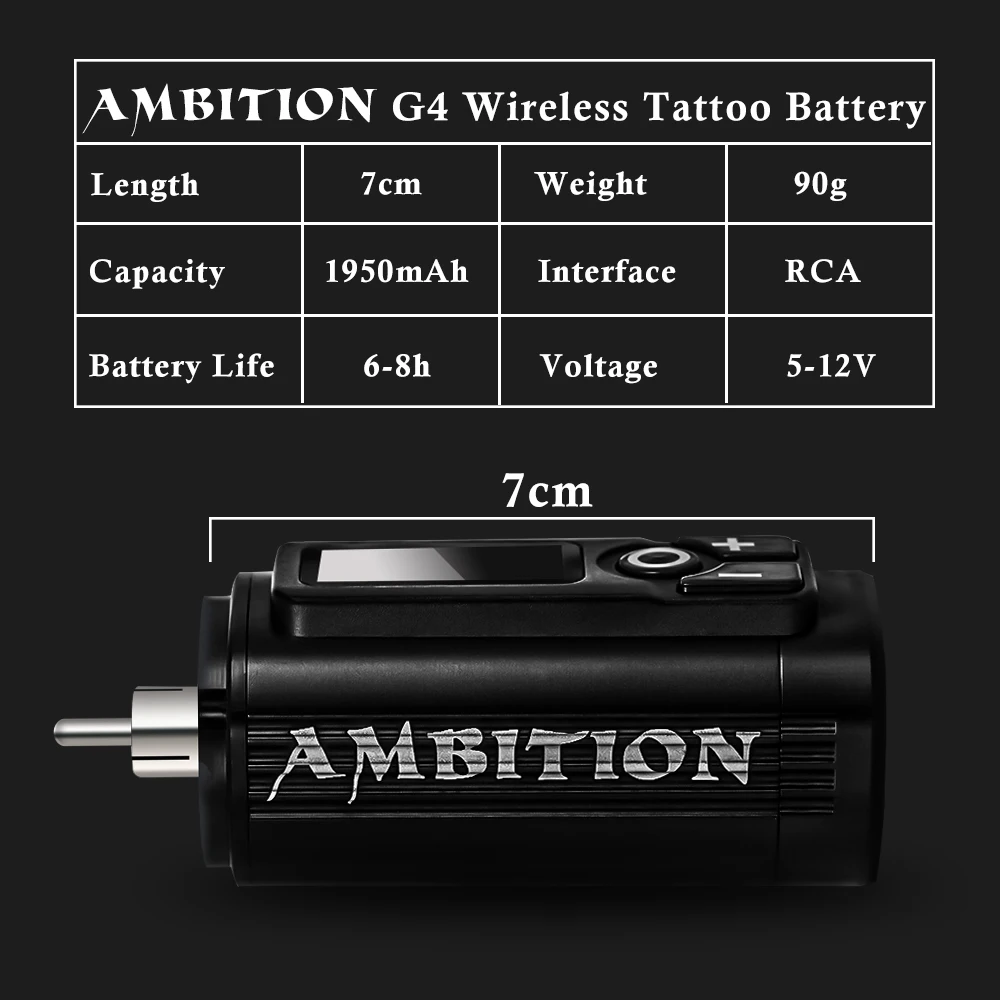 Ambition G4 Wreless Tattoo Battery RCA Interface Adapter 1950amh Life 6 8 часов|Блок питания для тату-машинки| |