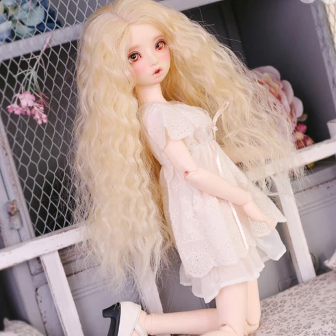 Полный комплект высокое качество 1/4 bjd женская кукла Mako кудрявые длинные волосы SDM